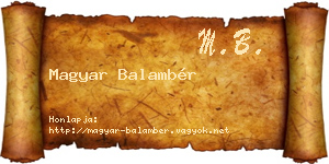 Magyar Balambér névjegykártya